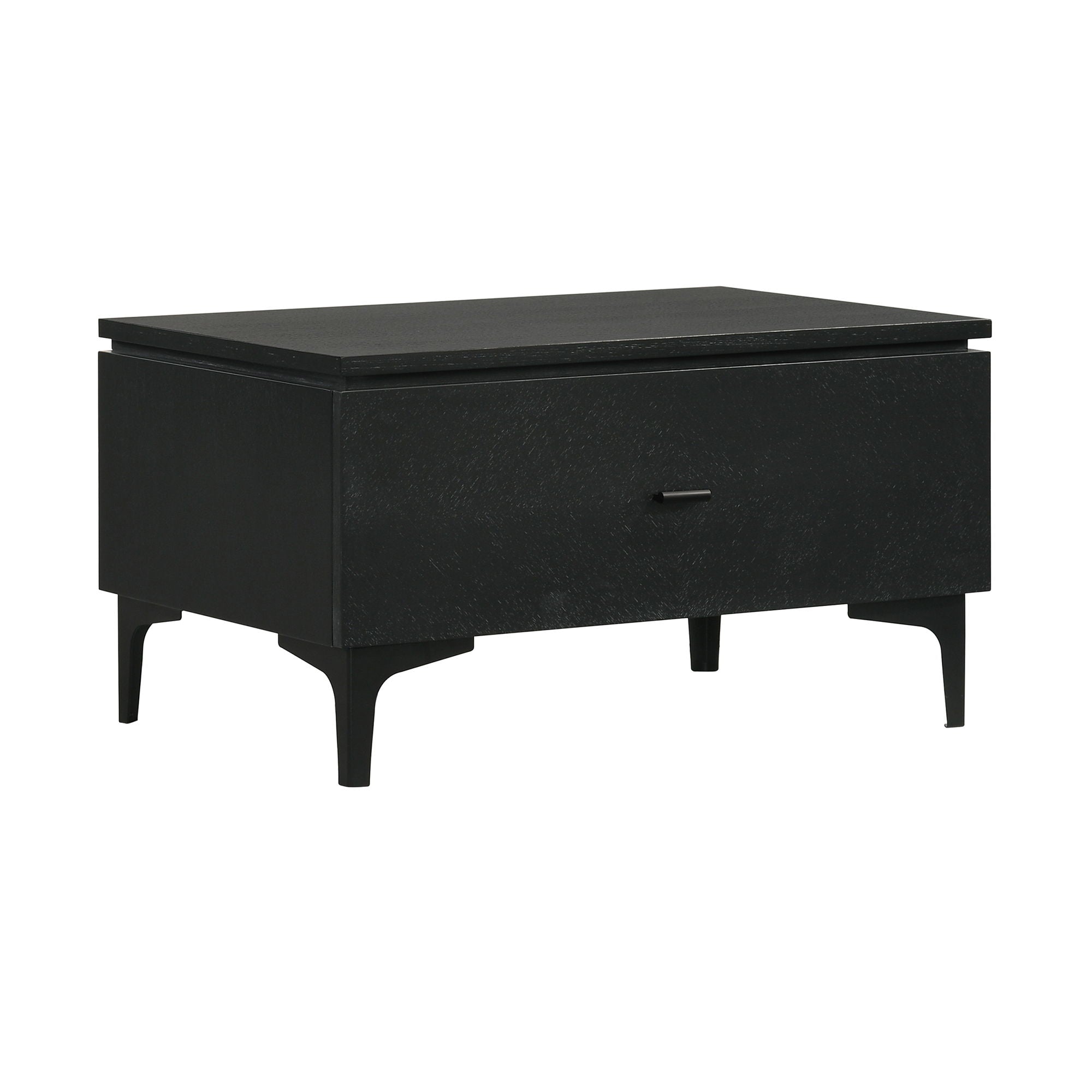Legend - Veneer 1 Drawer Nightstand With Metal Legs - Black Glaze Ash - Premium Accent Nightstands from Armen Living - Just $390! Shop now at brett interiors