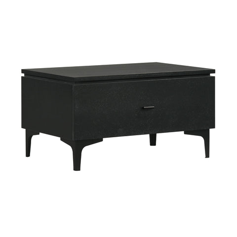 Legend - Veneer 1 Drawer Nightstand With Metal Legs - Black Glaze Ash - Premium Accent Nightstands from Armen Living - Just $390! Shop now at brett interiors