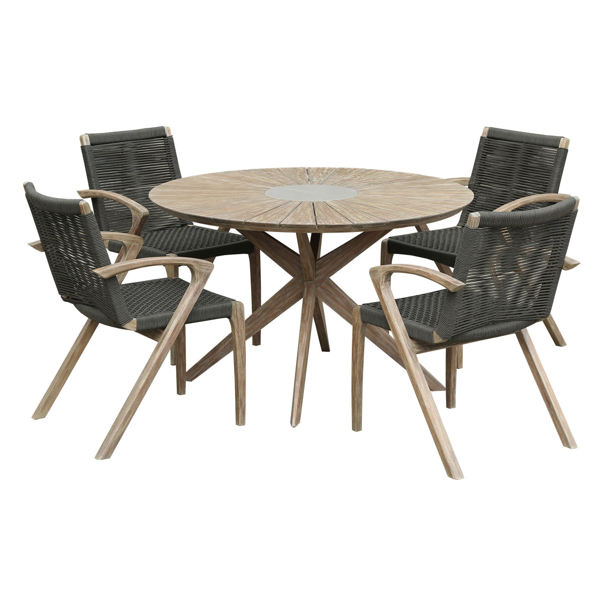 Oasis And Brielle - Outdoor 5 Piece Dining Set - Light Eucalyptus - Premium 5 Piece Outdoor Sets from Armen Living - Just $3140! Shop now at brett interiors