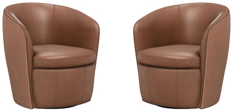 Barolo - 100% Italian Leather Swivel Club Chair (Set of 2) - Premium Chair Sets from Parker Living - Just $1095! Shop now at brett interiors