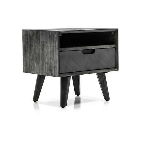 Mohave - Mid-Century Acacia Single Drawer Night Stand - Tundra Gray - Premium Accent Nightstands from Armen Living - Just $485! Shop now at brett interiors