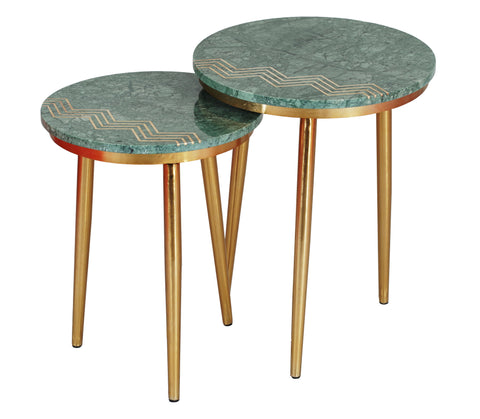 Jade - Nesting Tables (Set of 2) - Avery Green / Gold - Premium Nesting Tables from Coast2Coast Home - Just $990! Shop now at brett interiors