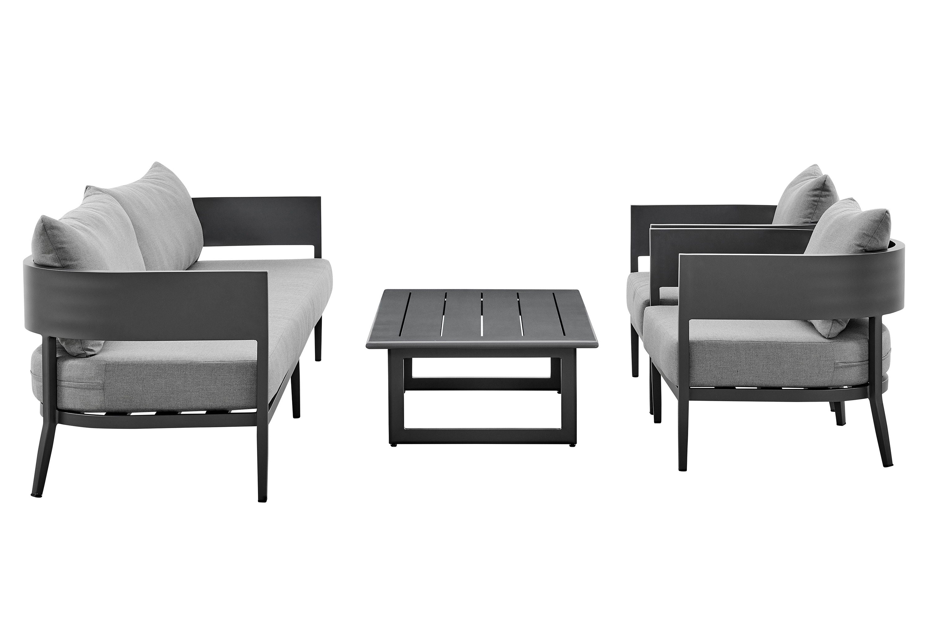 Menorca - 4 Piece Outdoor Aluminum & Outdoor Conversation Set - Dark Gray - Premium 4 Piece Outdoor Sets from Armen Living - Just $6017.50! Shop now at brett interiors