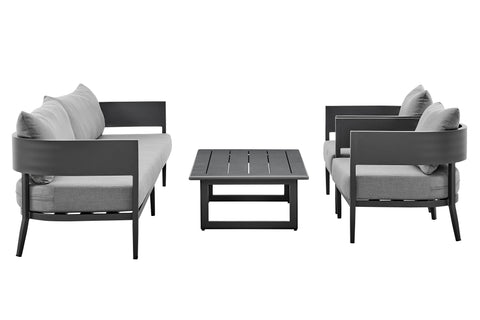 Menorca - 4 Piece Outdoor Aluminum & Outdoor Conversation Set - Dark Gray - Premium 4 Piece Outdoor Sets from Armen Living - Just $6017.50! Shop now at brett interiors
