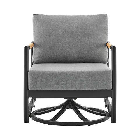 Crown And Tiffany - 3 Piece Outdoor Patio Swivel Seating Set With Cushions - Teak / Gray - Premium 3 Piece Outdoor Sets from Armen Living - Just $3692.50! Shop now at brett interiors