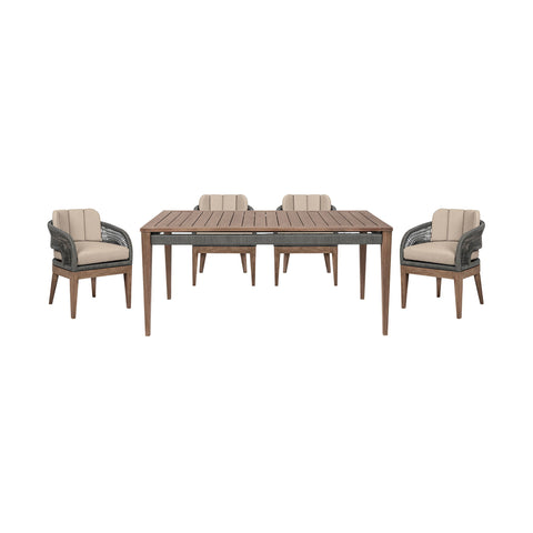 Orbit - Outdoor Patio 5 Piece Dining Set - Weathered Eucalyptus / Taupe - Premium 5 Piece Outdoor Sets from Armen Living - Just $4547.50! Shop now at brett interiors