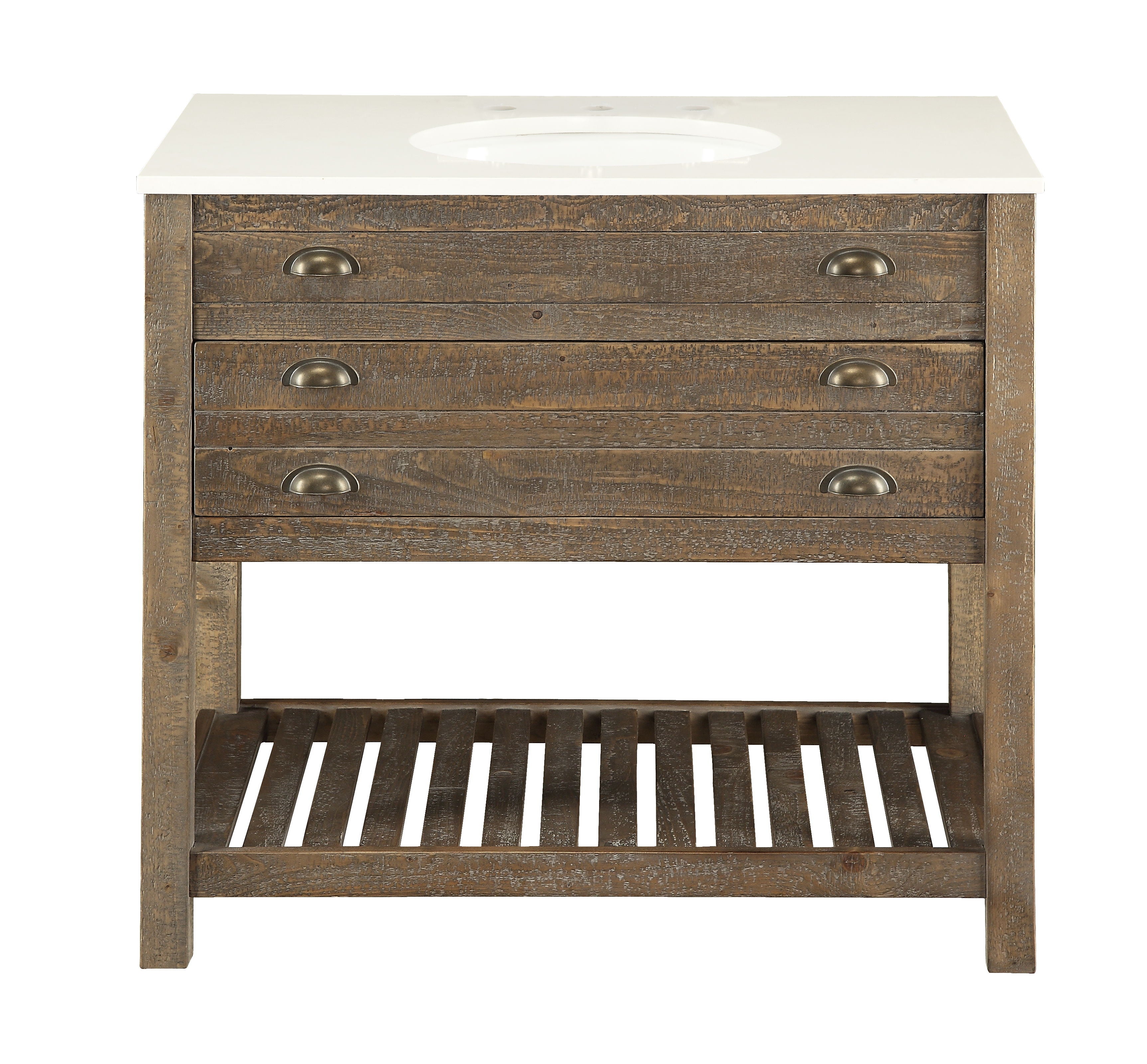Charlotte - Cream Colored Speckled Cultured Marble Topped One Drawer Vanity - Cayhill Distressed Brown - Premium Vanities from Coast2Coast Home - Just $3712.50! Shop now at brett interiors