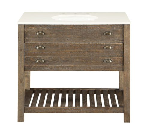 Charlotte - Cream Colored Speckled Cultured Marble Topped One Drawer Vanity - Cayhill Distressed Brown - Premium Vanities from Coast2Coast Home - Just $3712.50! Shop now at brett interiors