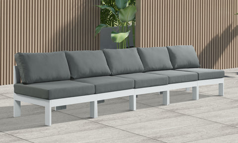 Nizuc - Outdoor Patio Modular Sofa 5 Seats - Grey - Metal - Modern & Contemporary - Premium Sofas from Meridian Furniture - Just $4312.50! Shop now at brett interiors