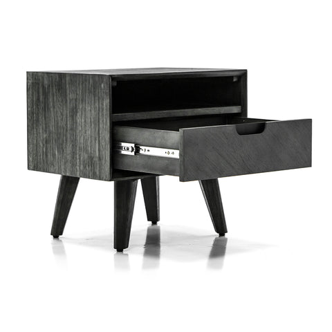 Mohave - Mid-Century Acacia Single Drawer Night Stand - Tundra Gray - Premium Accent Nightstands from Armen Living - Just $485! Shop now at brett interiors