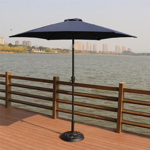 8.8' Outdoor Aluminum Patio Umbrella, Market Umbrella With 33 Pounds Round Resin Umbrella Base Lift - Premium Umbrellas & Canopies from Gather Craft - Just $203! Shop now at brett interiors