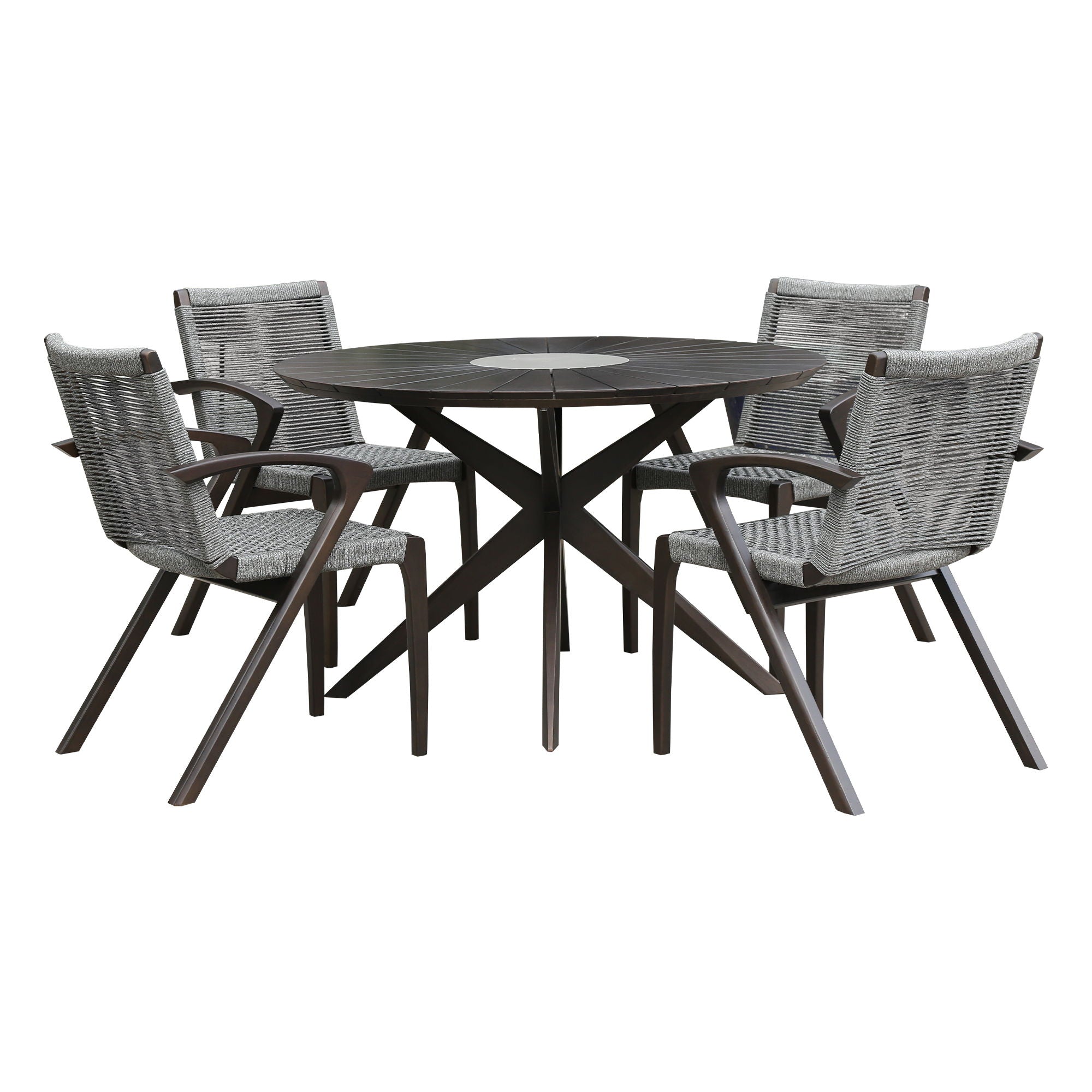 Oasis - And Brielle Outdoor 5 Piece Dark Dining Set - Eucalyptus / Concrete - Premium 5 Piece Outdoor Sets from Armen Living - Just $3140! Shop now at brett interiors