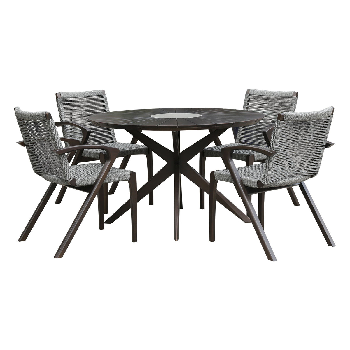 Oasis - And Brielle Outdoor 5 Piece Dark Dining Set - Eucalyptus / Concrete - Premium 5 Piece Outdoor Sets from Armen Living - Just $3140! Shop now at brett interiors