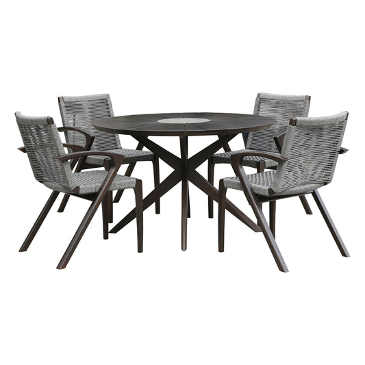 Oasis - And Brielle Outdoor 5 Piece Dark Dining Set - Eucalyptus / Concrete - Premium 5 Piece Outdoor Sets from Armen Living - Just $3140! Shop now at brett interiors