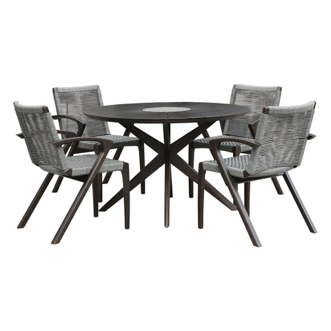 Oasis - And Brielle Outdoor 5 Piece Dark Dining Set - Eucalyptus / Concrete - Premium 5 Piece Outdoor Sets from Armen Living - Just $3140! Shop now at brett interiors