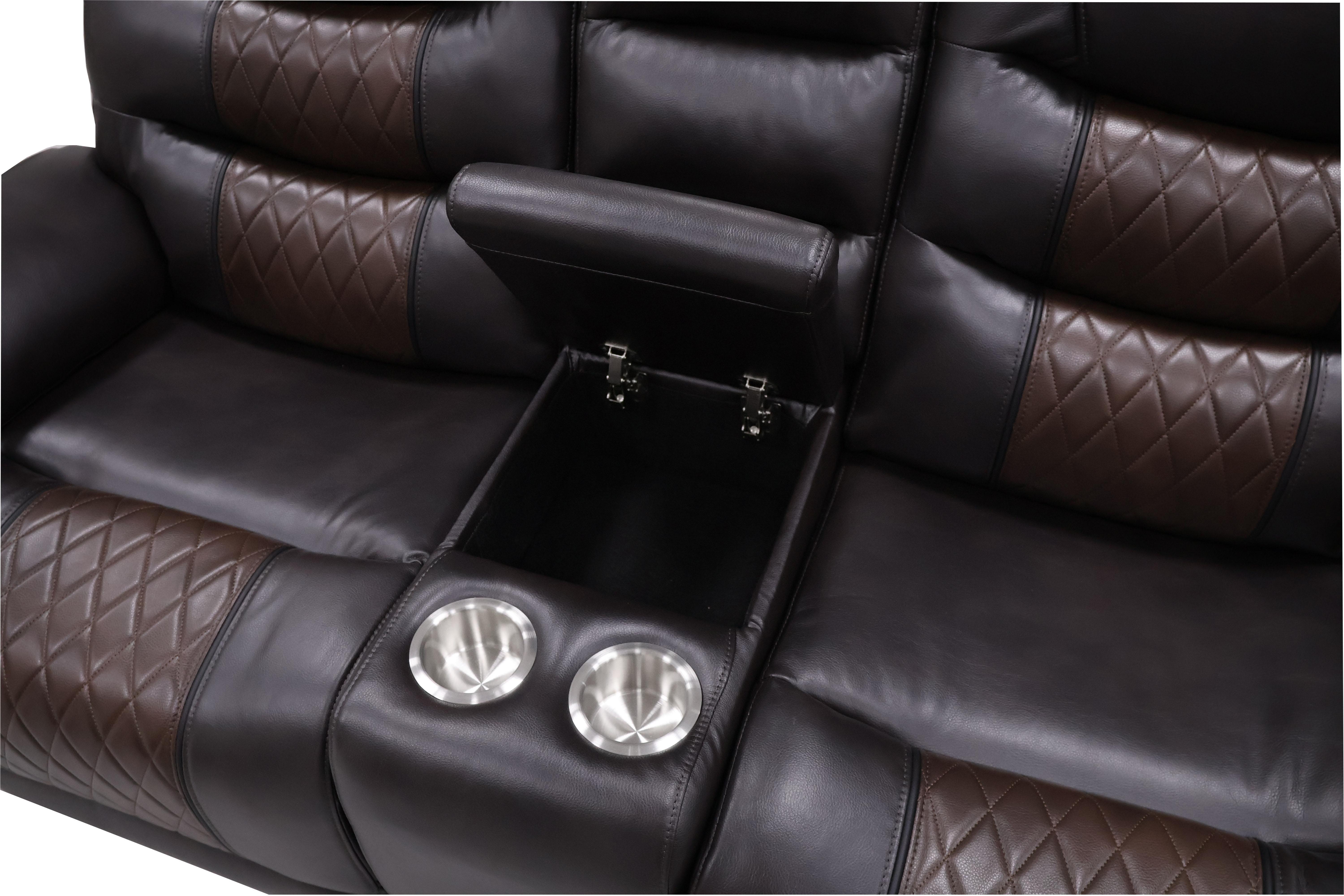 Nikko - Console Loveseat With Power Footrest - Brown - Premium Reclining Loveseats from New Classic - Just $1222.50! Shop now at brett interiors