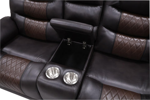 Nikko - Console Loveseat With Power Footrest - Brown - Premium Reclining Loveseats from New Classic - Just $1222.50! Shop now at brett interiors