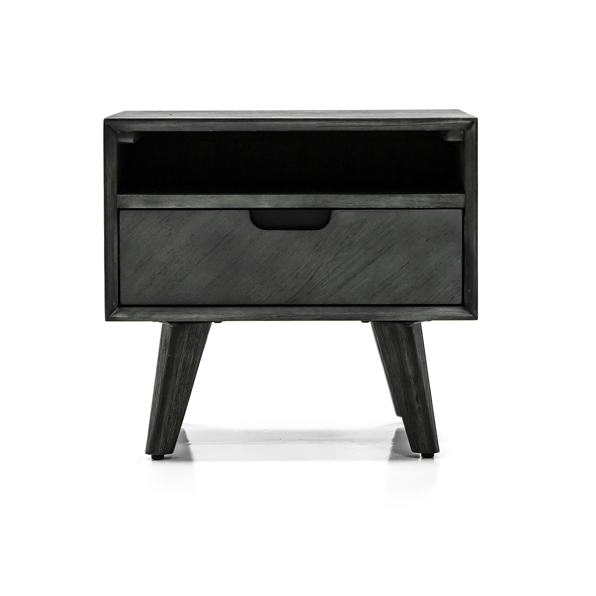 Mohave - Mid-Century Acacia Single Drawer Night Stand - Tundra Gray - Premium Accent Nightstands from Armen Living - Just $485! Shop now at brett interiors