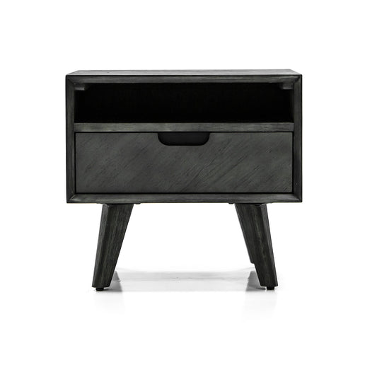 Mohave - Mid-Century Acacia Single Drawer Night Stand - Tundra Gray - Premium Accent Nightstands from Armen Living - Just $485! Shop now at brett interiors
