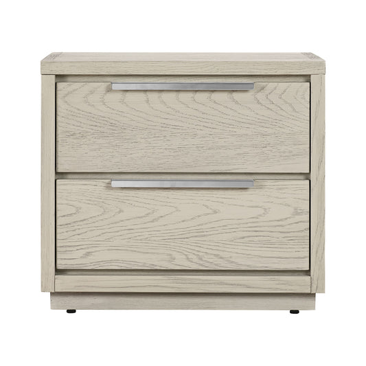 Abbey - 2 Drawer Nightstand - Gray Oak - Premium Accent Nightstands from Armen Living - Just $517.50! Shop now at brett interiors