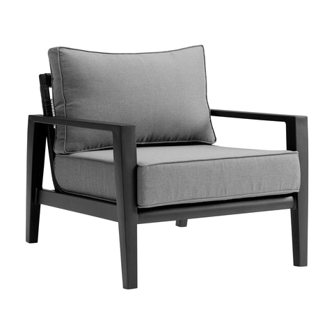 Cayman - 4 Piece Black Aluminum Outdoor Seating Set With Cushion - Black / Dark Gray - Premium 4 Piece Outdoor Sets from Armen Living - Just $4757.50! Shop now at brett interiors