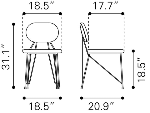 Georges - Dining Chair (Set of 2) - Gray / Gold - Premium Chair Sets from Zuo Modern - Just $1550! Shop now at brett interiors