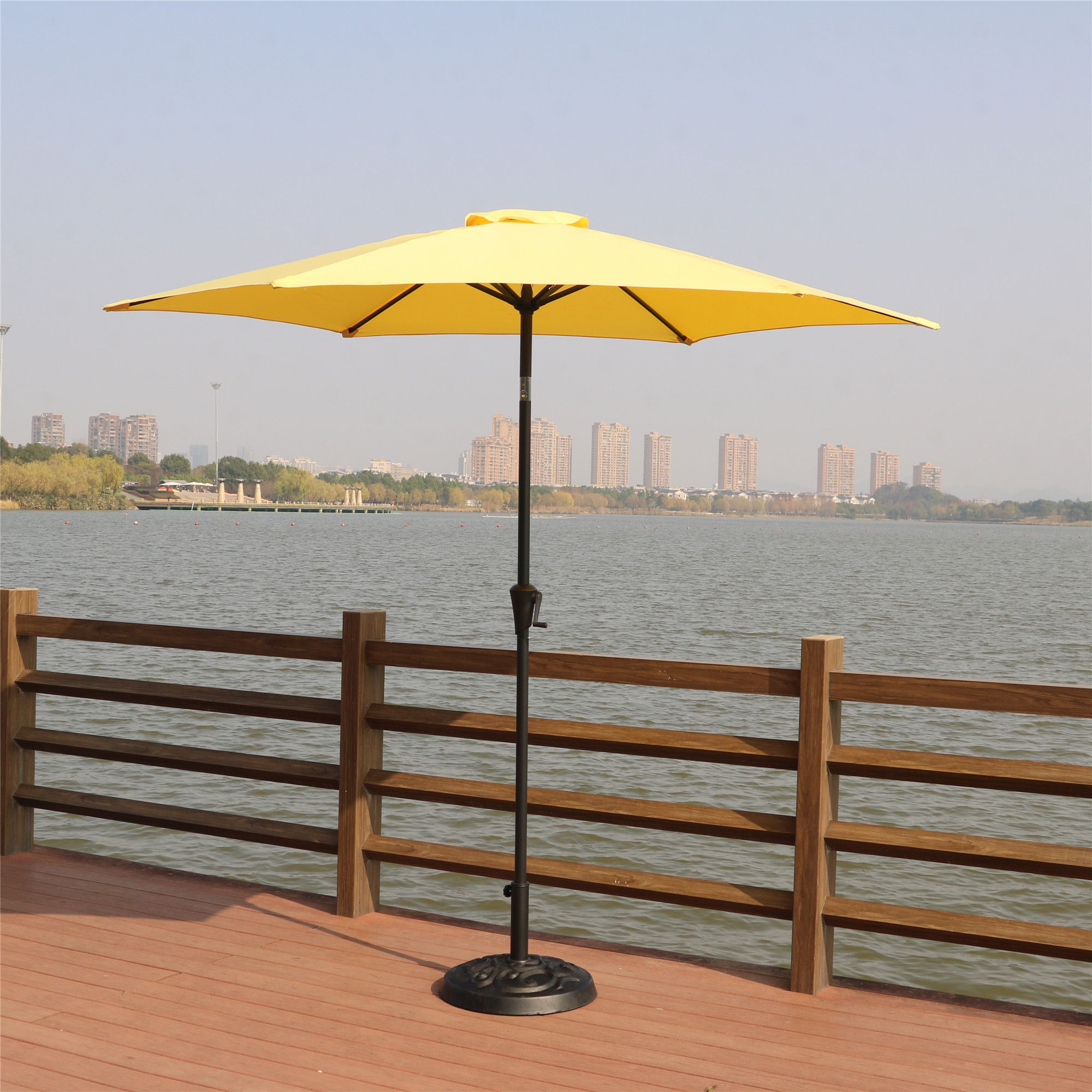 8.8' Outdoor Aluminum Patio Umbrella, Market Umbrella With 33 Pounds Round Resin Umbrella Base Lift - Premium Umbrellas & Canopies from Gather Craft - Just $203! Shop now at brett interiors
