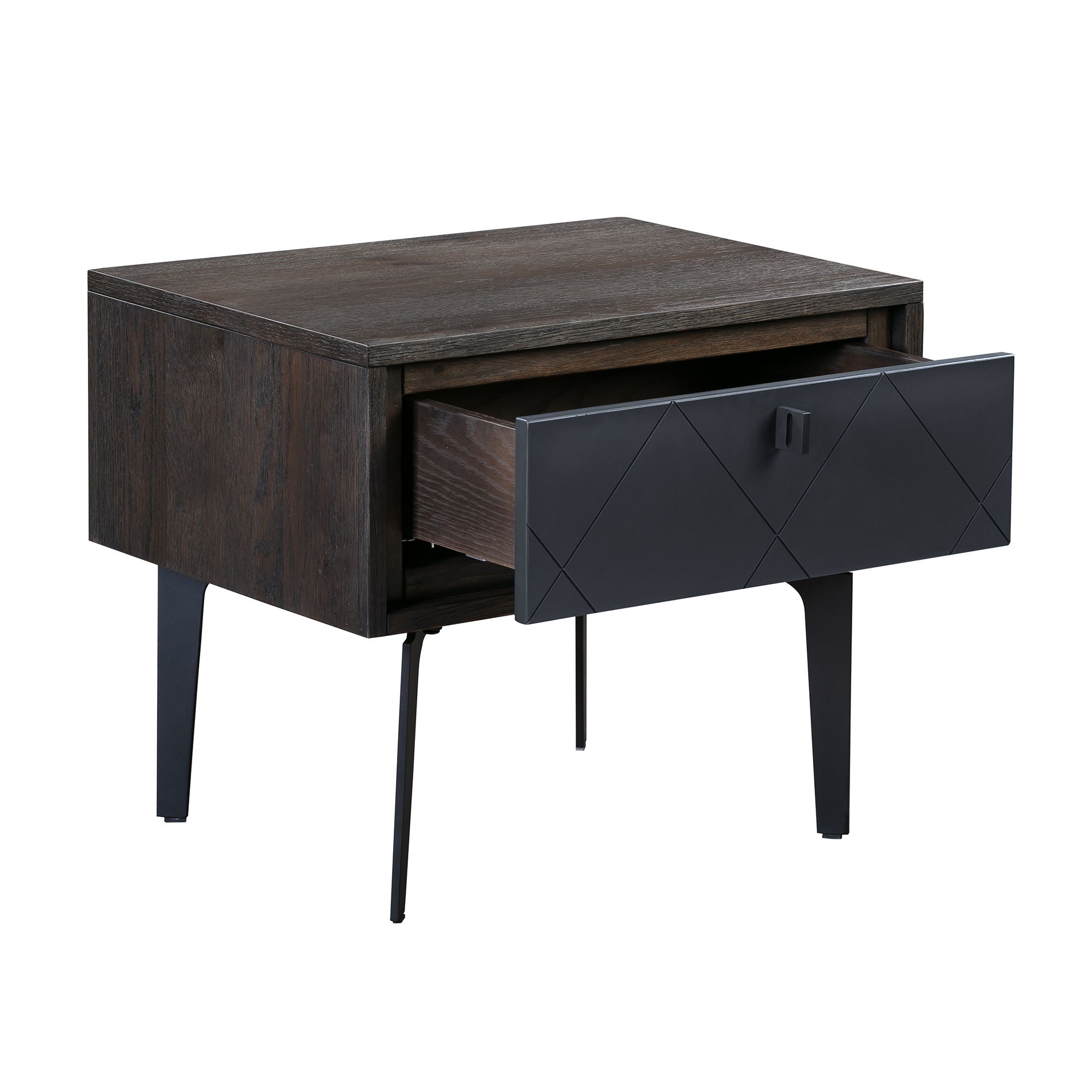 Cross - Nightstand - Solid Oak / Metal - Premium Accent Nightstands from Armen Living - Just $342.50! Shop now at brett interiors