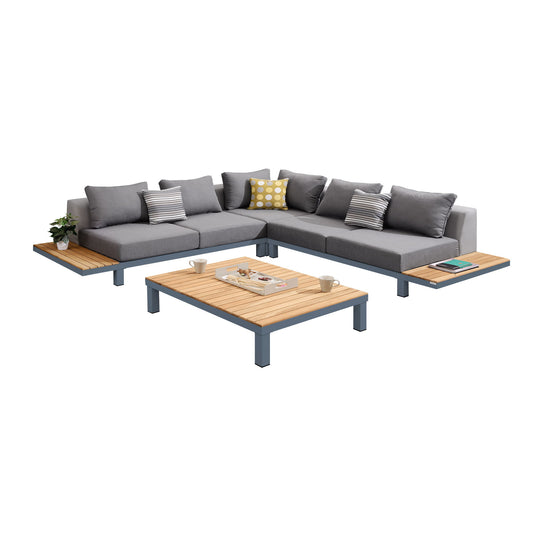 Polo - 4 Piece Outdoor Sectional Set With Cushions And Modern Accent Pillows - Dark Gray - Premium 4 Piece Outdoor Sets from Armen Living - Just $6415! Shop now at brett interiors