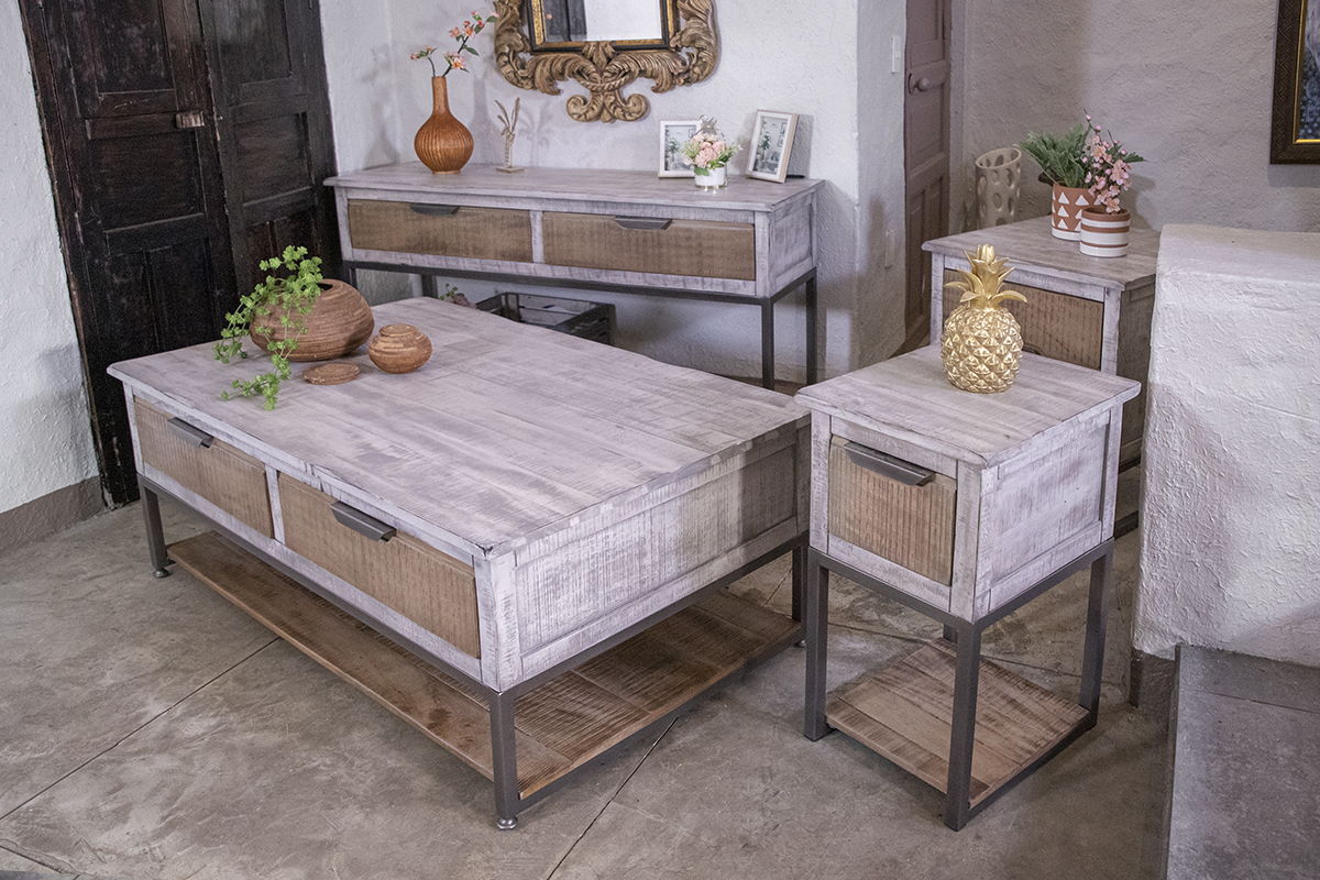Mita - End Table - Honey Brown / Light Gray - Premium End Tables from International Furniture Direct - Just $422.50! Shop now at brett interiors