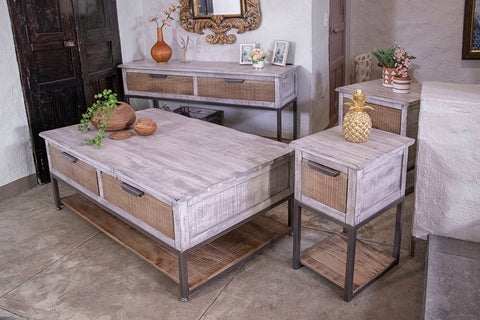 Mita - End Table - Honey Brown / Light Gray - Premium End Tables from International Furniture Direct - Just $422.50! Shop now at brett interiors