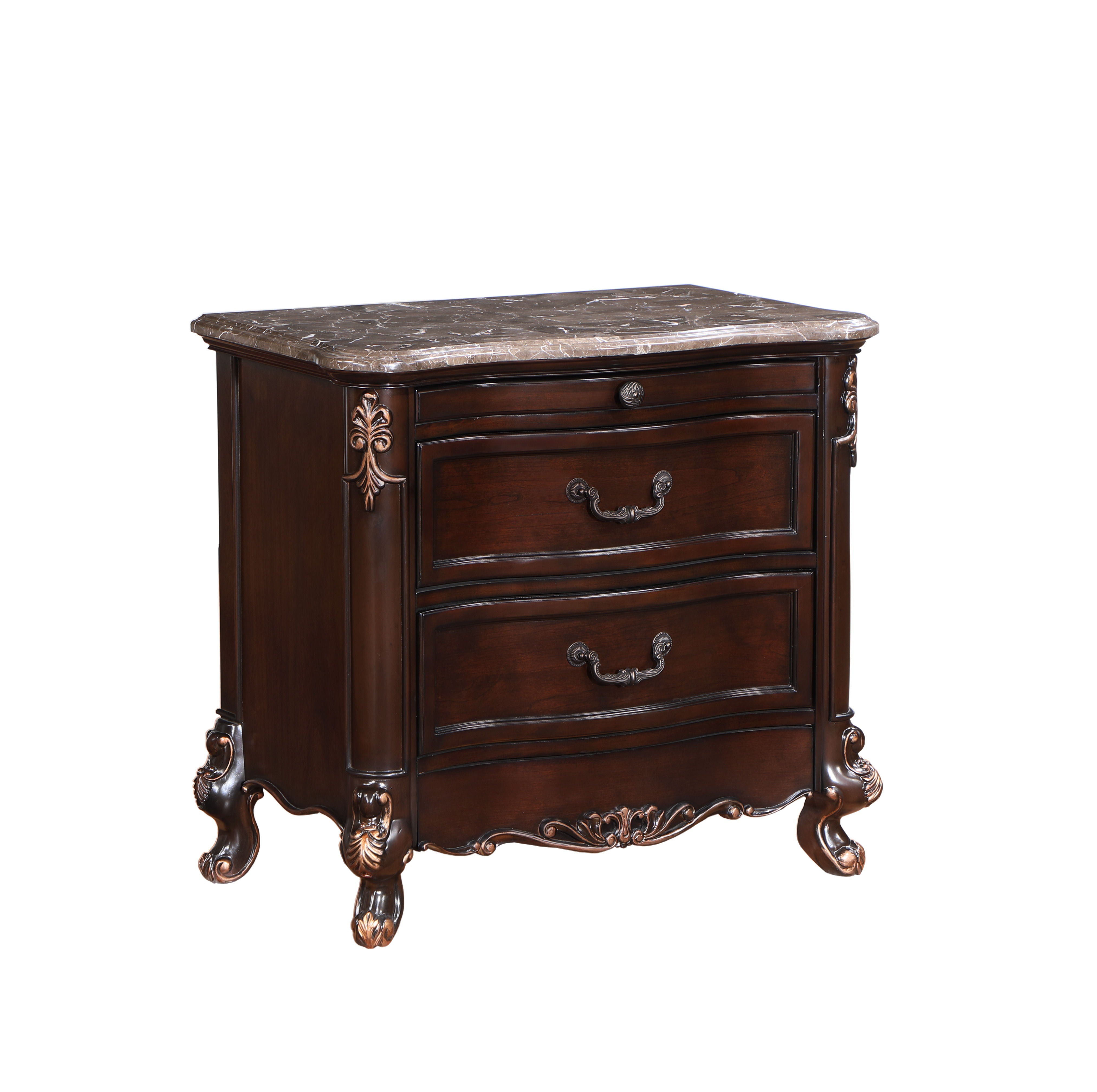 Constantine - Nightstand With Marble Top - Cherry - Premium Accent Nightstands from New Classic - Just $600! Shop now at brett interiors
