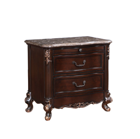 Constantine - Nightstand With Marble Top - Cherry - Premium Accent Nightstands from New Classic - Just $600! Shop now at brett interiors