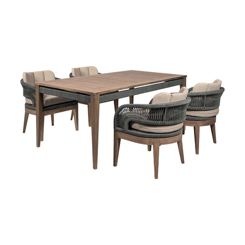 Orbit - Outdoor Patio 5 Piece Dining Set - Weathered Eucalyptus / Taupe - Premium 5 Piece Outdoor Sets from Armen Living - Just $4547.50! Shop now at brett interiors
