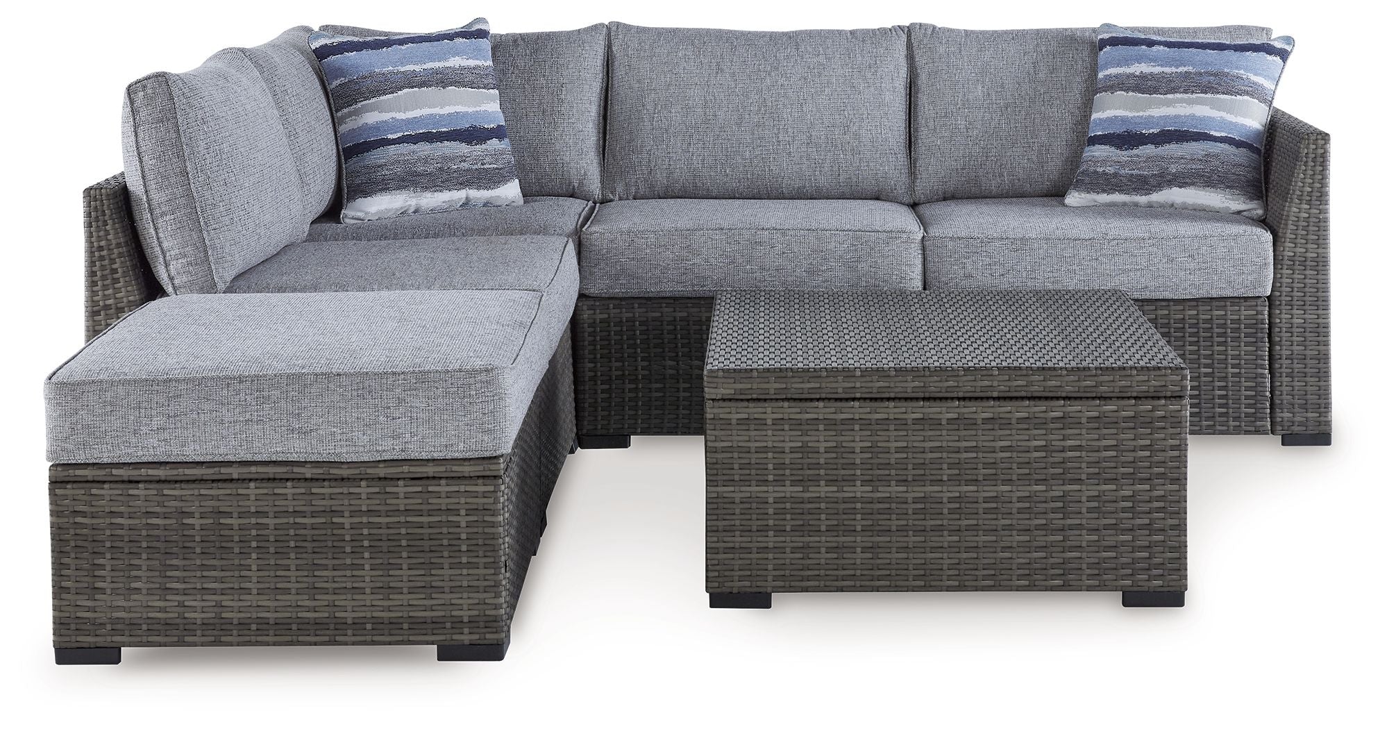 Petal Road - Gray - Loveseat Sectional, Ottoman, Table Set (Set of 4) - Premium 4 Piece Outdoor Sets from Signature Design by Ashley® - Just $1754.38! Shop now at brett interiors
