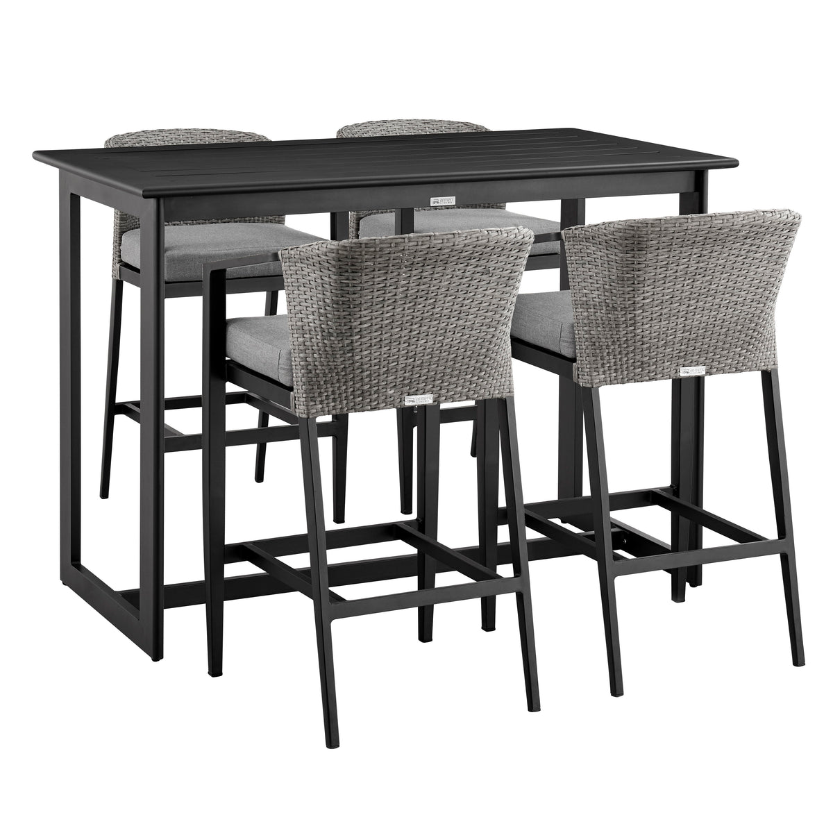 Palma - Outdoor Patio 5 Piece Bar Table Set With Cushions - Gray - Premium 5 Piece Outdoor Sets from Armen Living - Just $4880! Shop now at brett interiors
