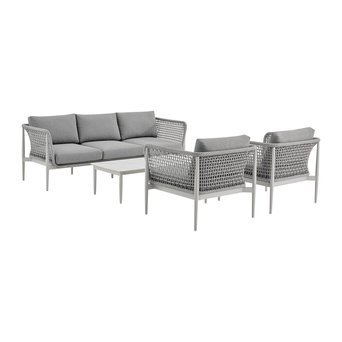 Rhodes - Outdoor Patio 4 Piece Conversation Set - Gray - Premium 4 Piece Outdoor Sets from Armen Living - Just $5525! Shop now at brett interiors