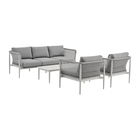 Rhodes - Outdoor Patio 4 Piece Conversation Set - Gray - Premium 4 Piece Outdoor Sets from Armen Living - Just $5525! Shop now at brett interiors
