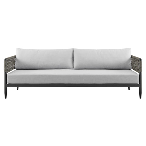 Alegria - 4 Piece Outdoor Black Aluminum & Rope Conversation Set With Cushions - Light Gray - Premium 4 Piece Outdoor Sets from Armen Living - Just $5412.50! Shop now at brett interiors