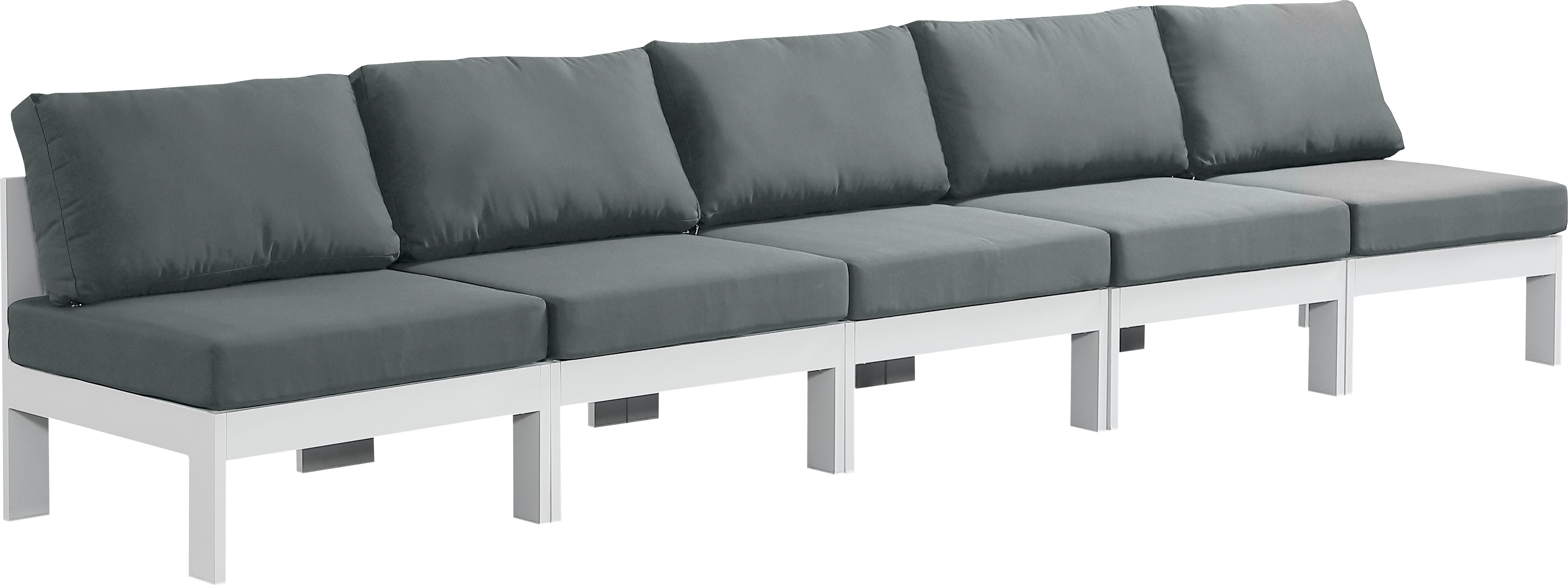 Nizuc - Outdoor Patio Modular Sofa 5 Seats - Grey - Metal - Modern & Contemporary - Premium Sofas from Meridian Furniture - Just $4312.50! Shop now at brett interiors