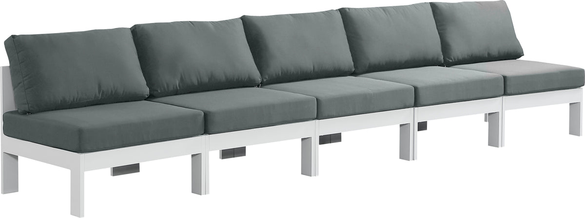 Nizuc - Outdoor Patio Modular Sofa 5 Seats - Grey - Metal - Modern & Contemporary - Premium Sofas from Meridian Furniture - Just $4312.50! Shop now at brett interiors