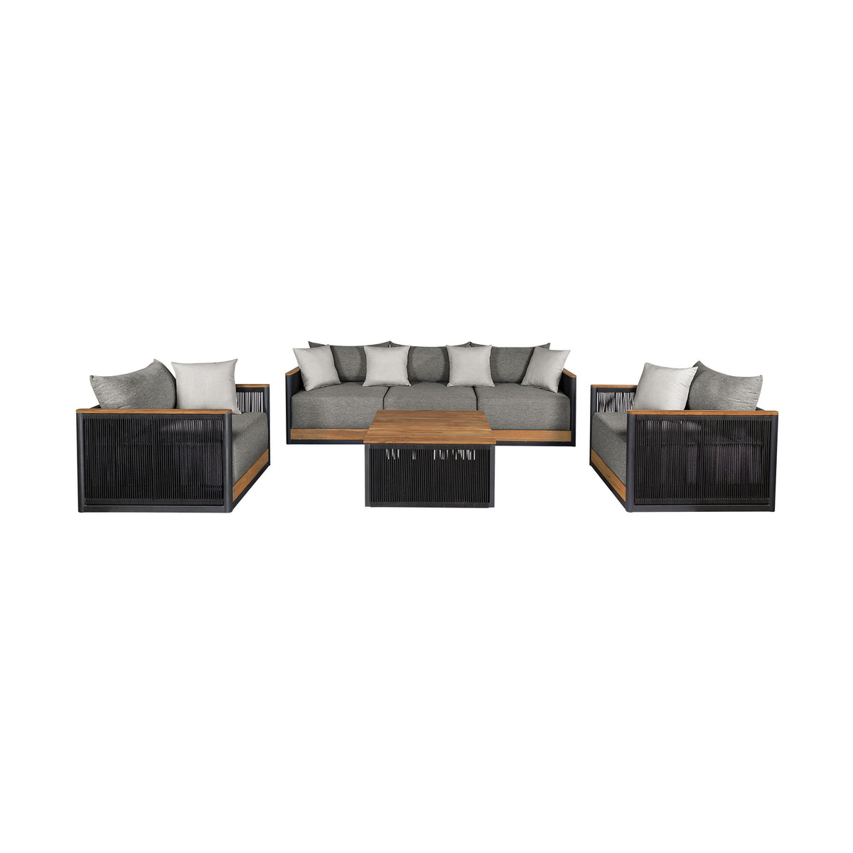 Artesia - Outdoor Patio 4 Piece Conversation Set - Teak / Dark Gray - Premium 4 Piece Outdoor Sets from Armen Living - Just $6277.50! Shop now at brett interiors
