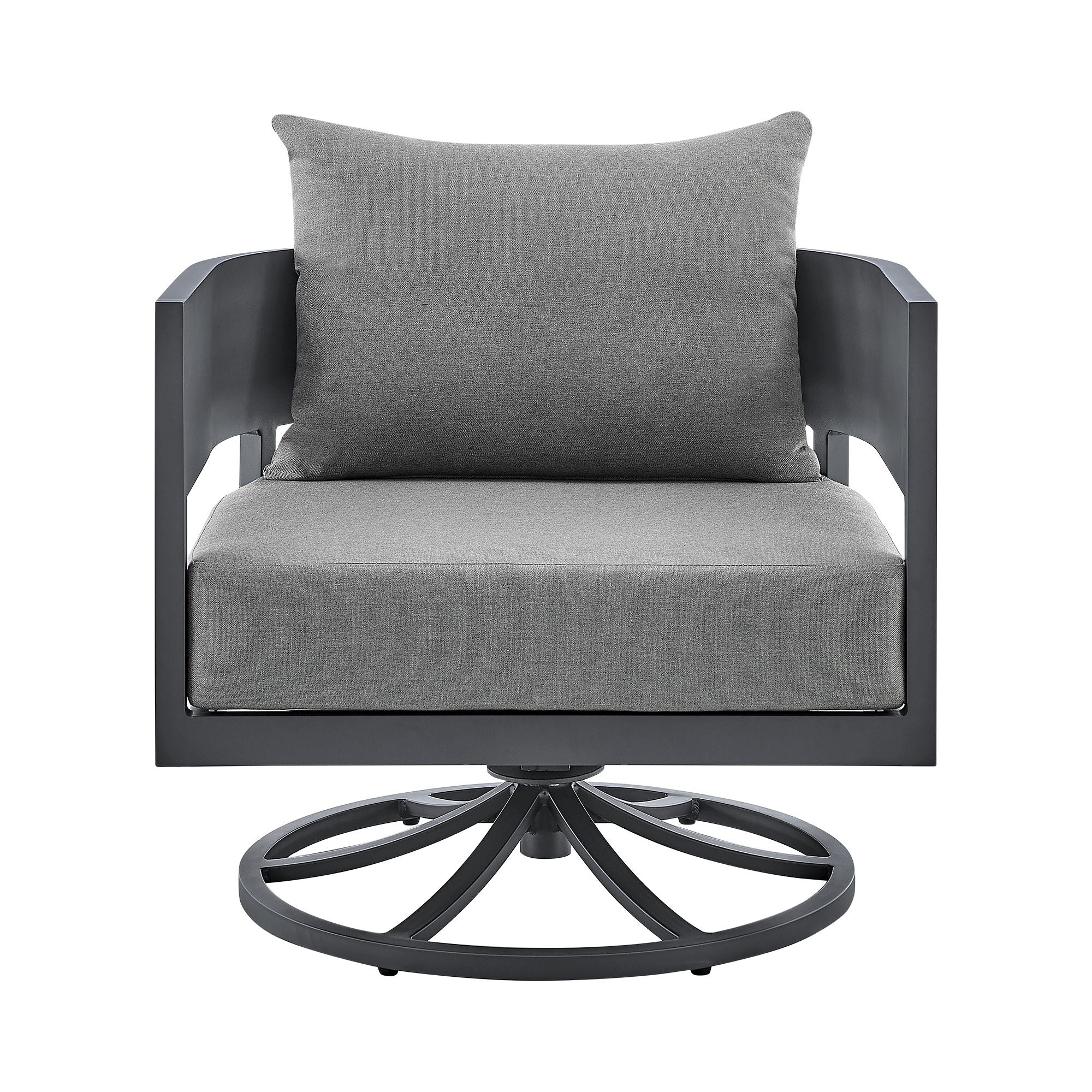 Menorca - Outdoor Patio Swivel Rocking Chair - Gray - Premium Swivel Chairs from Armen Living - Just $1505! Shop now at brett interiors