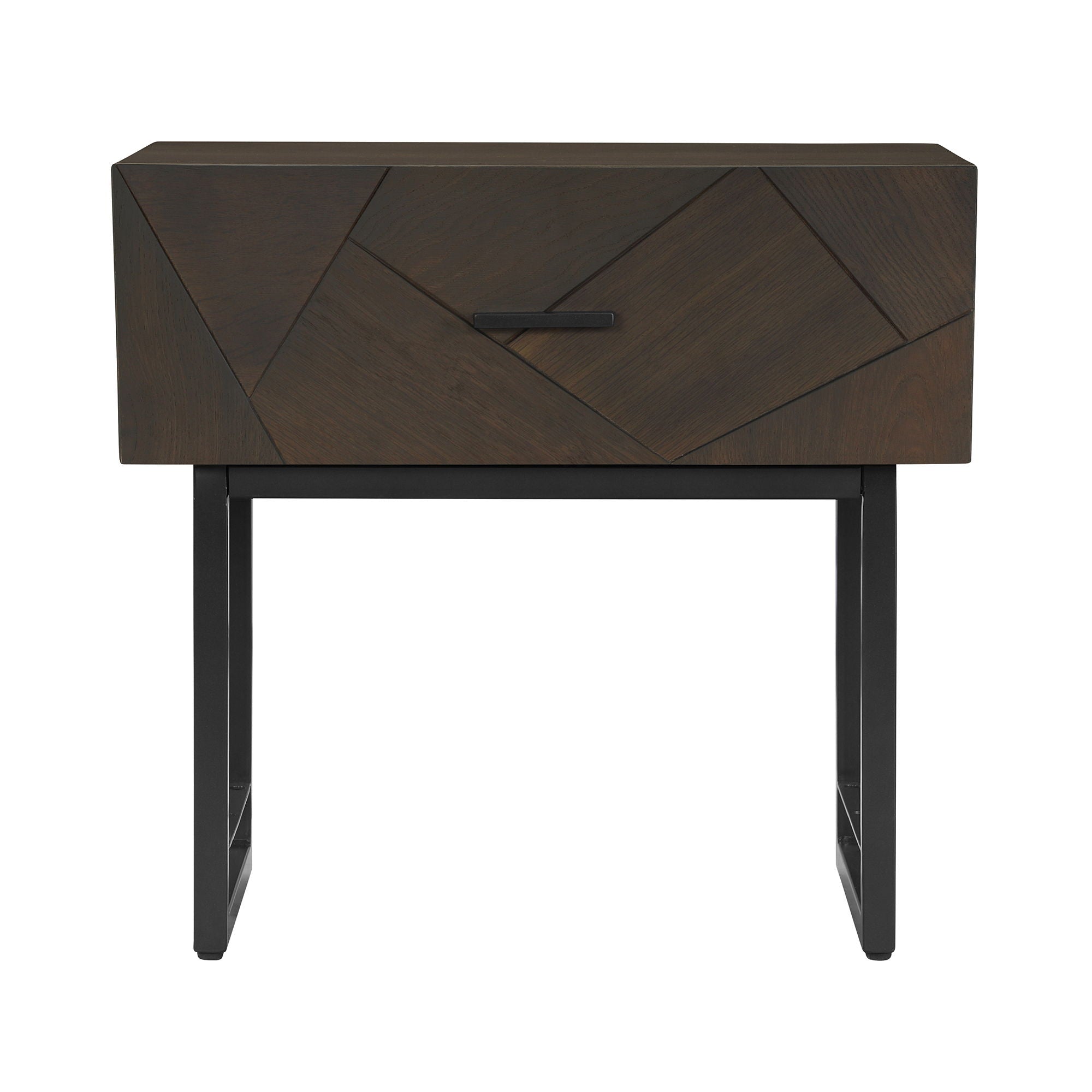 Marquis - 1 Drawer Nighstand With Metal Legs - Oak / Black - Premium Accent Nightstands from Armen Living - Just $595! Shop now at brett interiors