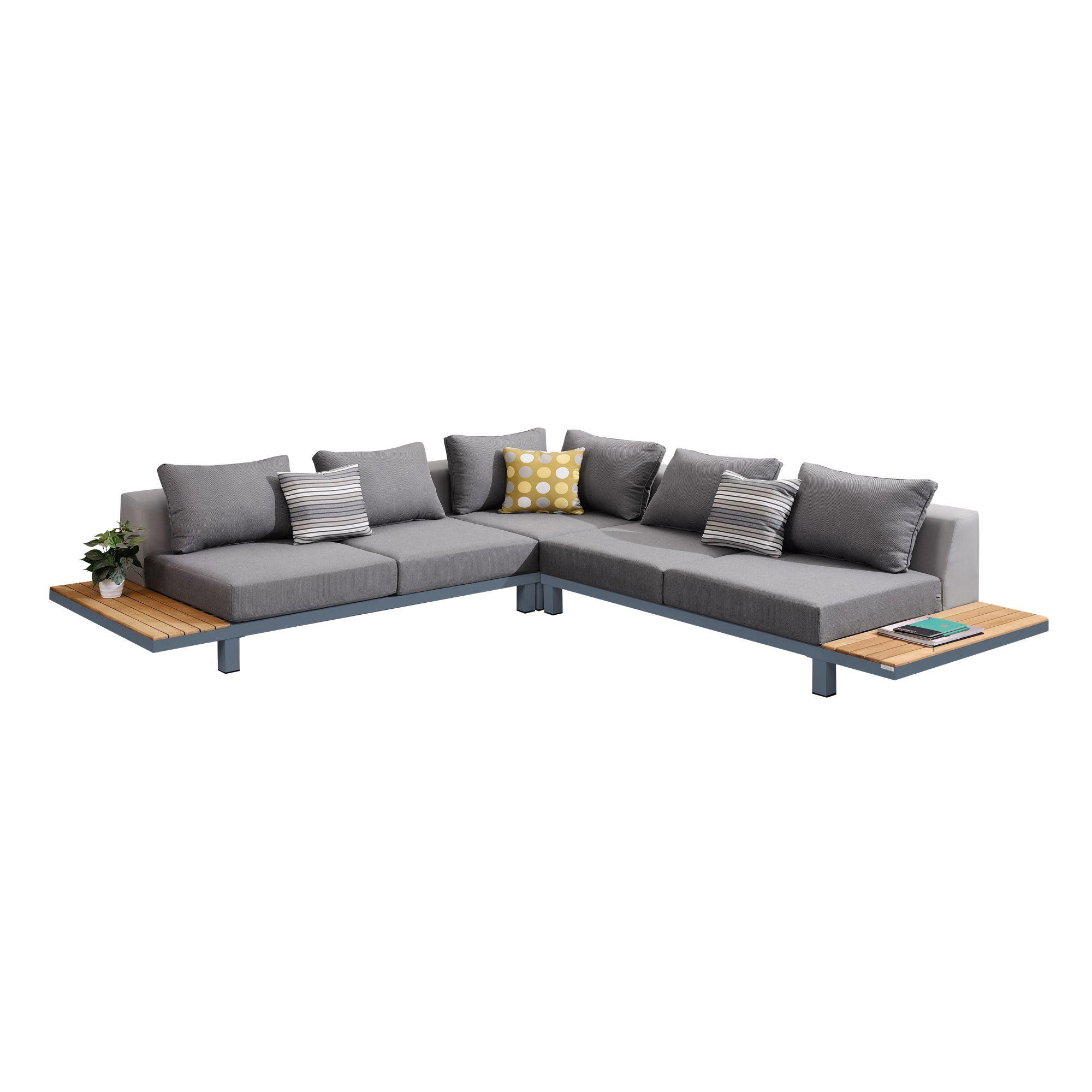 Polo - 4 Piece Outdoor Sectional Set With Cushions And Modern Accent Pillows - Dark Gray - Premium 4 Piece Outdoor Sets from Armen Living - Just $6415! Shop now at brett interiors