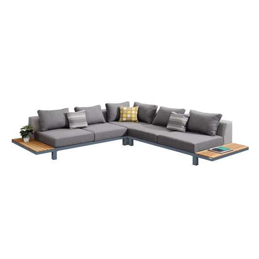 Polo - 4 Piece Outdoor Sectional Set With Cushions And Modern Accent Pillows - Dark Gray - Premium 4 Piece Outdoor Sets from Armen Living - Just $6415! Shop now at brett interiors