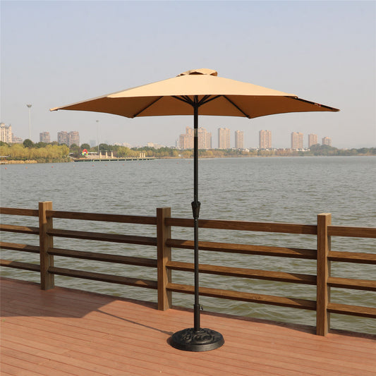 8.8' Outdoor Aluminum Patio Umbrella, Market Umbrella With 33 Pounds Round Resin Umbrella Base Lift - Premium Umbrellas & Canopies from Gather Craft - Just $203! Shop now at brett interiors