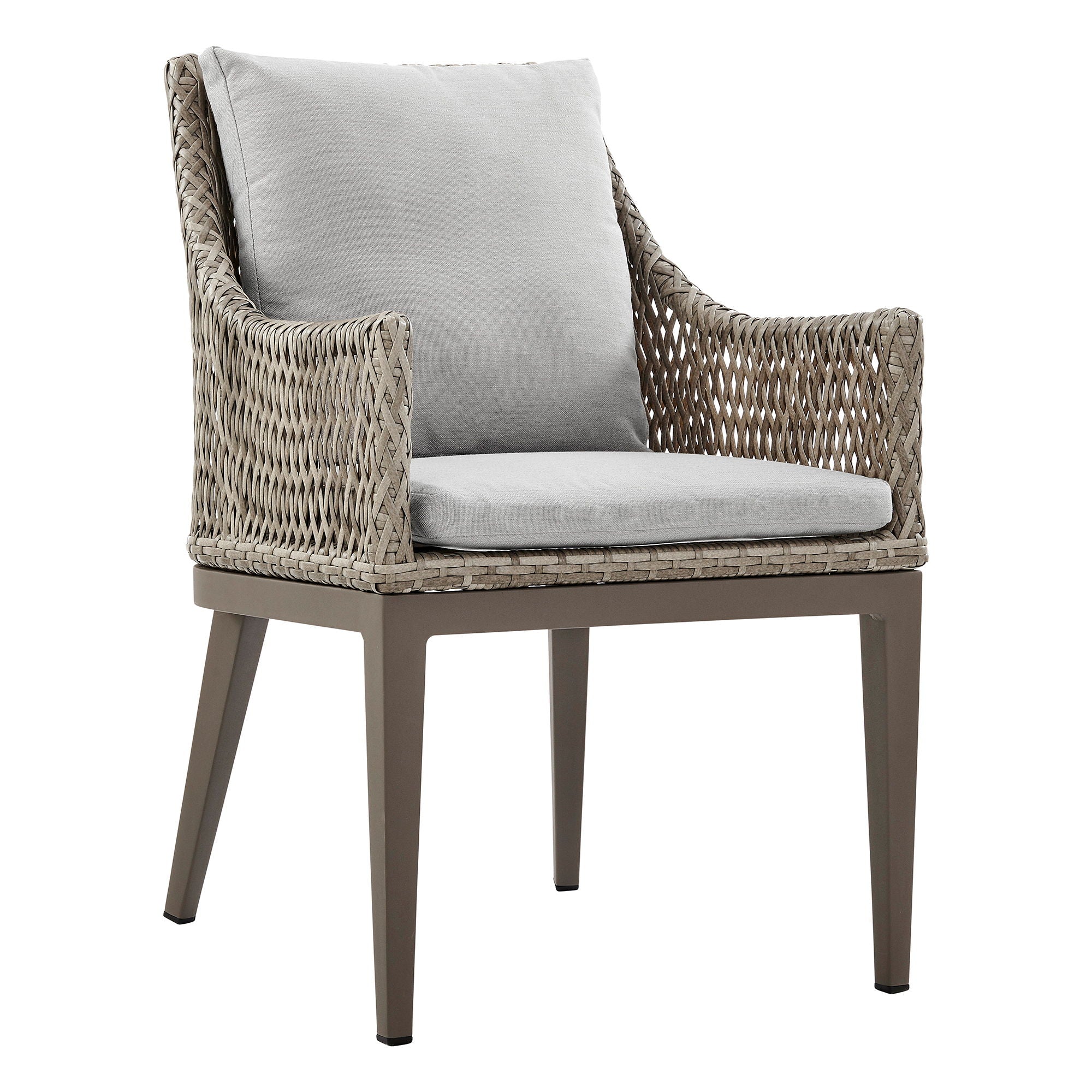 Grenada - Outdoor Wicker And Aluminum Dining Chair With Cushions (Set of 2) - Beige / Gray - Premium Chair Sets from Armen Living - Just $1610! Shop now at brett interiors