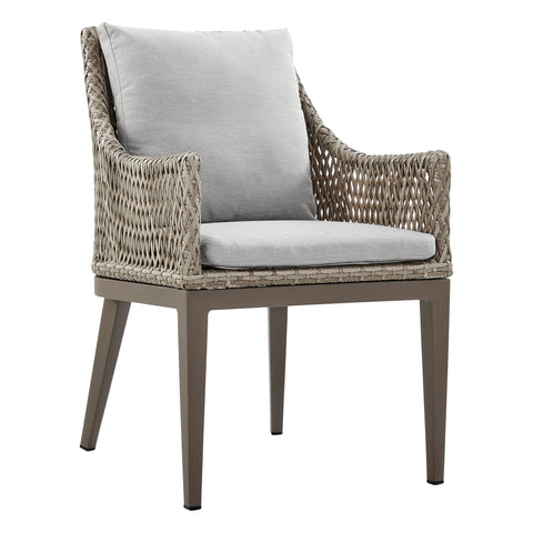 Grenada - Outdoor Wicker And Aluminum Dining Chair With Cushions (Set of 2) - Beige / Gray - Premium Chair Sets from Armen Living - Just $1610! Shop now at brett interiors