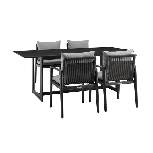 Cayman - Outdoor Patio Dining Table Set With Cushions - Premium 5 Piece Outdoor Sets from Armen Living - Just $4087.50! Shop now at brett interiors